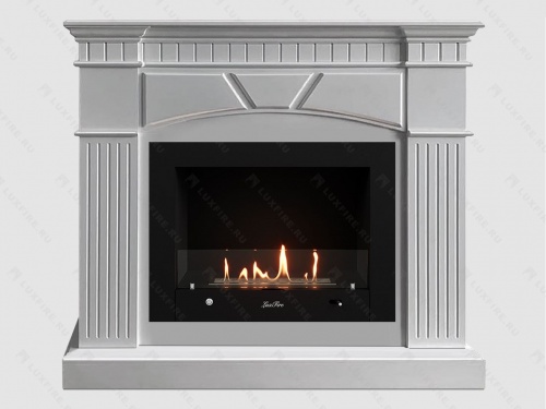 Каминный портал МДФ "Шервуд 1100" с биокамином Lux Fire "Фаер Бокс 3-25.5" (белый)
