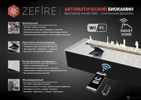Автоматический биокамин ZeFire M 2000 с ДУ по цене 559 000 руб.