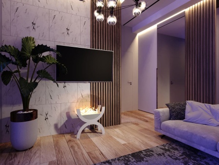 Биокамин напольный "Русский огонь" Санрайз макс белый по цене 29 900 руб.